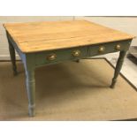 A Victorian pine farmhouse style kitchen table,