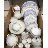 A Royal Worcester Petite Fleur blue smooth dinner service comprising eleven plates,