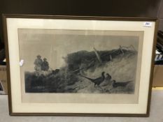 AFTER RICHARD ANSDELL "Grouse", a black and white engraving, plate size 38 cm x 61 cm,