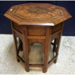 An early 20th Century Indian brass and inlaid octagonal occasional table by Kanhaya Lal Brij Lal