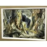 HERVEY ADAMS "Forest" abstract watercolour study signed and dated 1972 lower right image 32 cm x 47.
