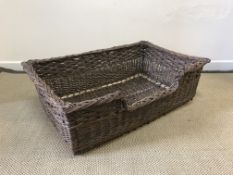 A Mike Smith handmade dog basket, 97 cm x 64 cm x 30 cm high,