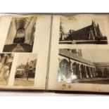 A circa 1900 scrapbook containing various photographs of various scenes of churches, Stonehenge,