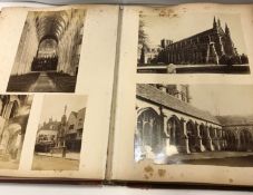 A circa 1900 scrapbook containing various photographs of various scenes of churches, Stonehenge,