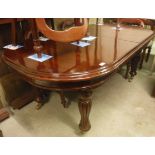 A modern mahogany D end dining table in the Victorian manner,