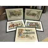 AFTER HARRY ELIOT - a set of five sporting prints to include "Fisherman by river bank",