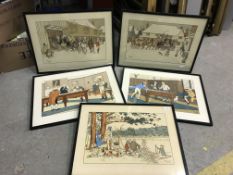 AFTER HARRY ELIOT - a set of five sporting prints to include "Fisherman by river bank",
