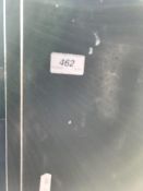 A painted metal cabinet of plain rectangular form 183 cm high x 50 deep including handle x 61 cm