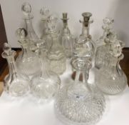 A pineapple cut glass ship's decanter and stopper inscribed to base "K.F.A. & B Co.