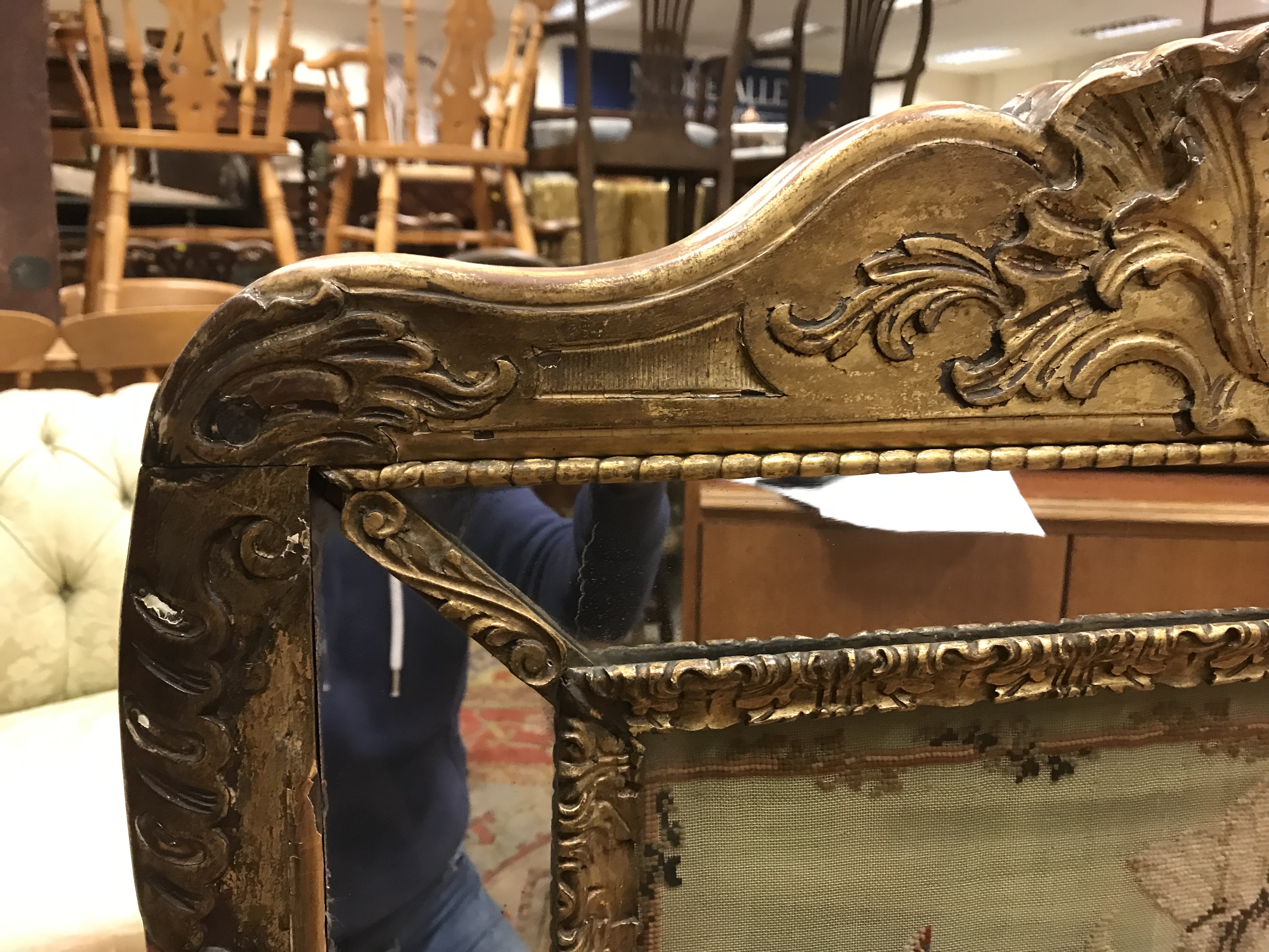An early 19th Century carved giltwood and gesso framed fire screen, - Image 2 of 34