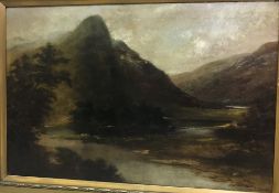 C J BARON ? "Eagle's Nest, Lower Lake, Killarney", landscape study with fisherman in foreground,