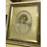 EMILY BARNARD "Geoffrey Reeves", portrait study of young child, pastel, oval,