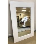 A Lombok white painted hardwood framed rectangular wall mirror with bevel edged plate,