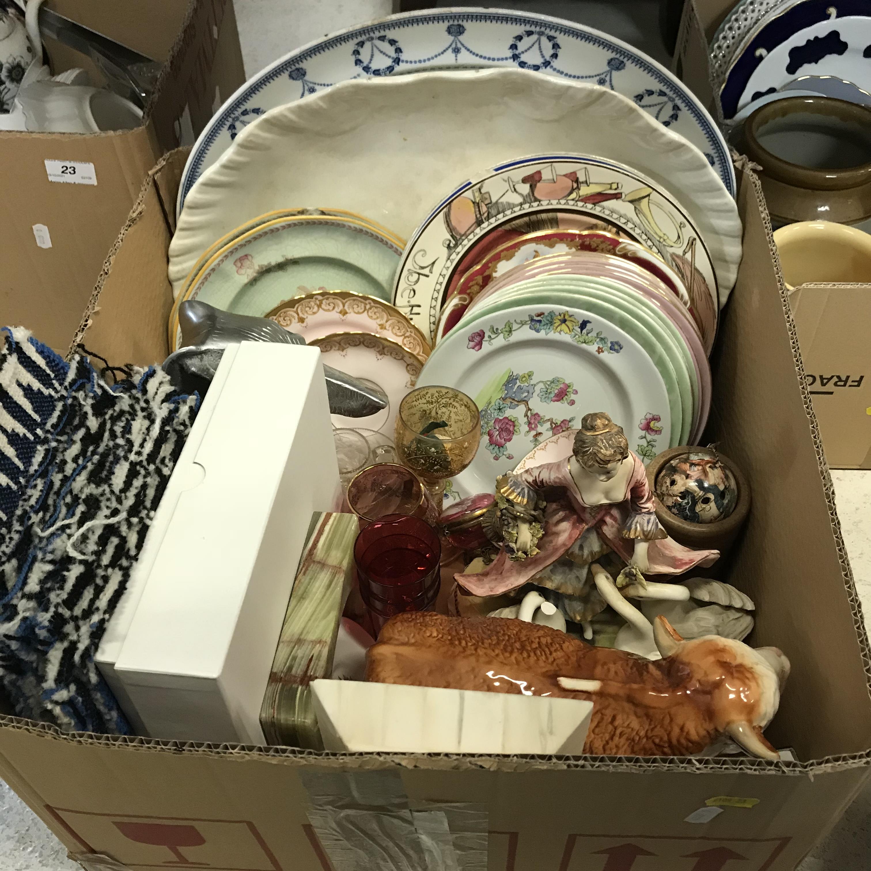 Three boxes of various china wares to include Royal Worcester Harvest Ring tea wares, - Image 2 of 3