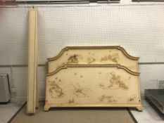 A modern cream lacquered and chinoiserie decorated double bedstead, 201.