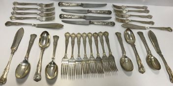 A modern silver canteen of Kings Pattern cutlery comprising eight forks, six dessert spoons,