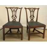 Three 19th Century Chippendale style dining chairs (one with arms)