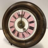 A 19th Century Continental stained beech framed postman's alarm clock,