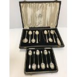 A cased set of six silver coffee spoons (Birmingham 1939),