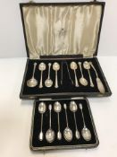 A cased set of six silver coffee spoons (Birmingham 1939),