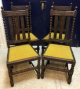 An Edwardian mahogany and satinwood banded Sheraton Revival elbow chair,