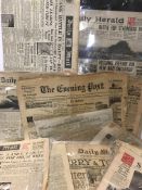 A collection of various 18th-20th Century newspapers including the Daily Post No.