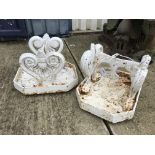 A pair of 19th Century painted cast iron boot scrapes in the Empire taste with integral trays,