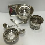 A small collection of small silver wares to include a pair of Edwardian Irish silver sauce ladles,