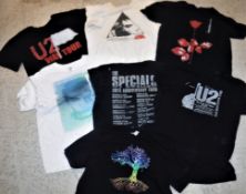 A collection of seven various band t-shirts including U2 "War Tour",