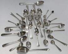 A collection of small silver spoons to include teaspoons, coffee spoons, salt and mustard spoons,