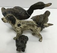 A collection of Austrian cold-painted bronze figures of animals including “Mallard Drake”,