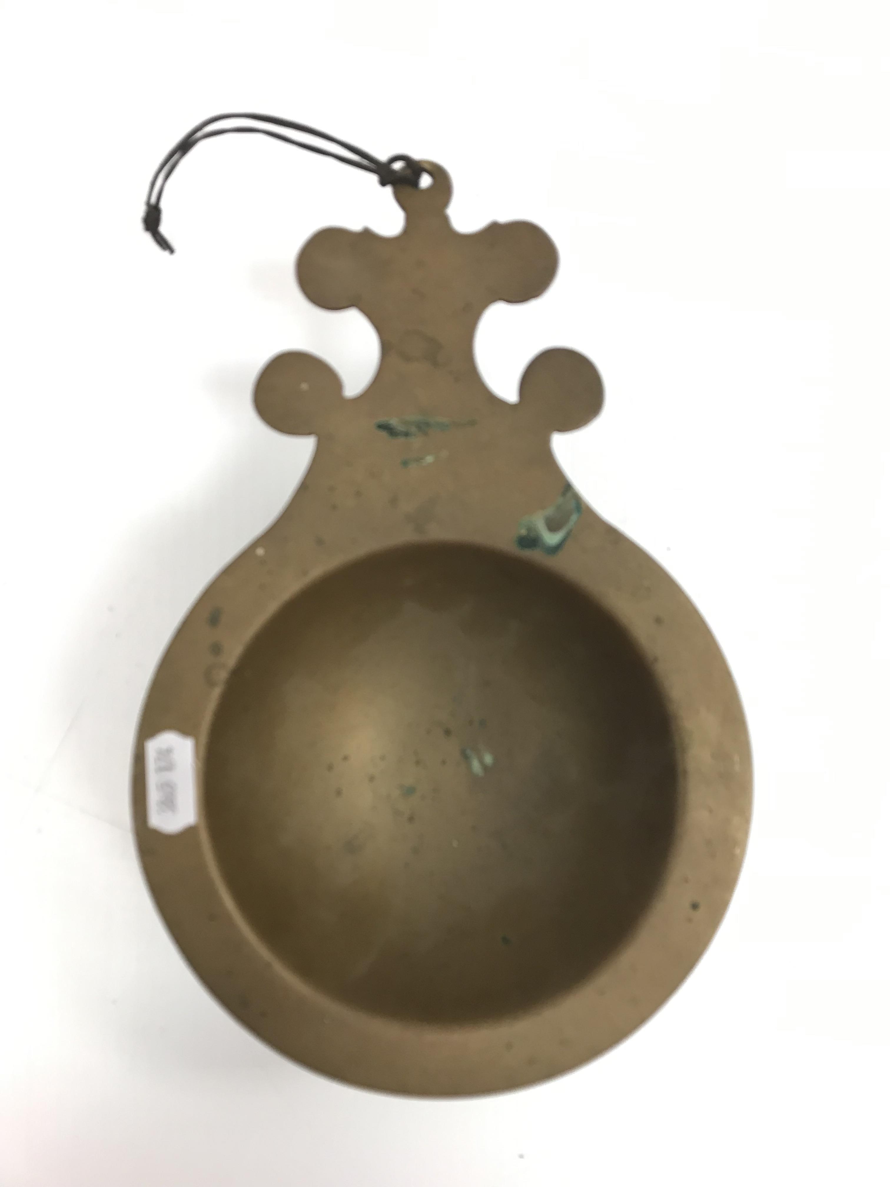 A 19th Century Chinese bronze censer / bowl with single shaped lug handle, - Image 6 of 6