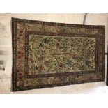 A fine Isphan Tree of Life prayer rug, the central panel set with a tree and floral,