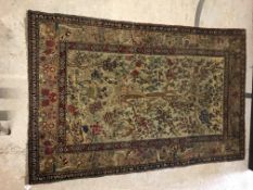 A fine Isphan Tree of Life prayer rug, the central panel set with a tree and floral,