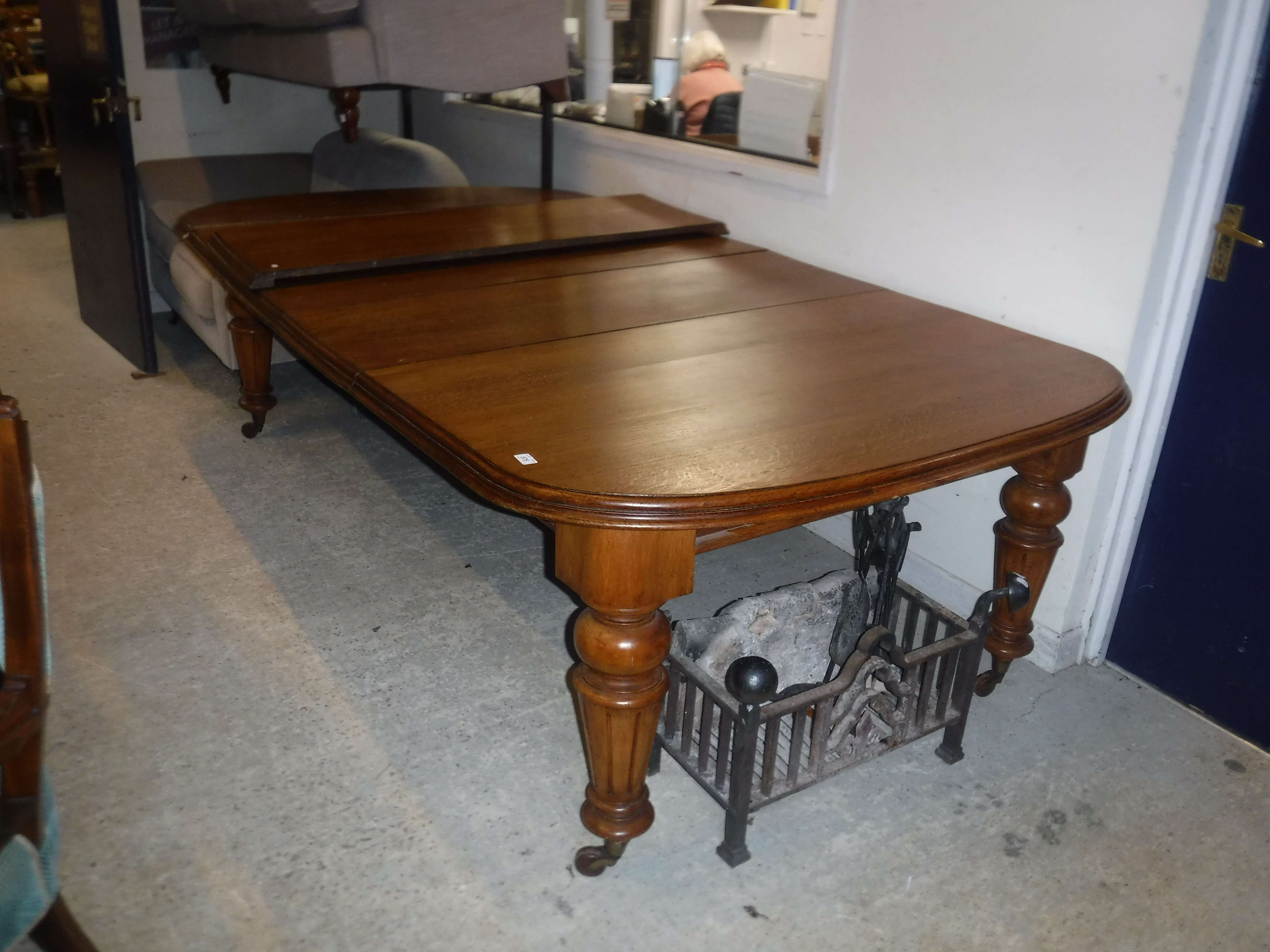 A Victorian oak shallow D end extending dining table with three extra leaves and moulded edge, - Image 2 of 20
