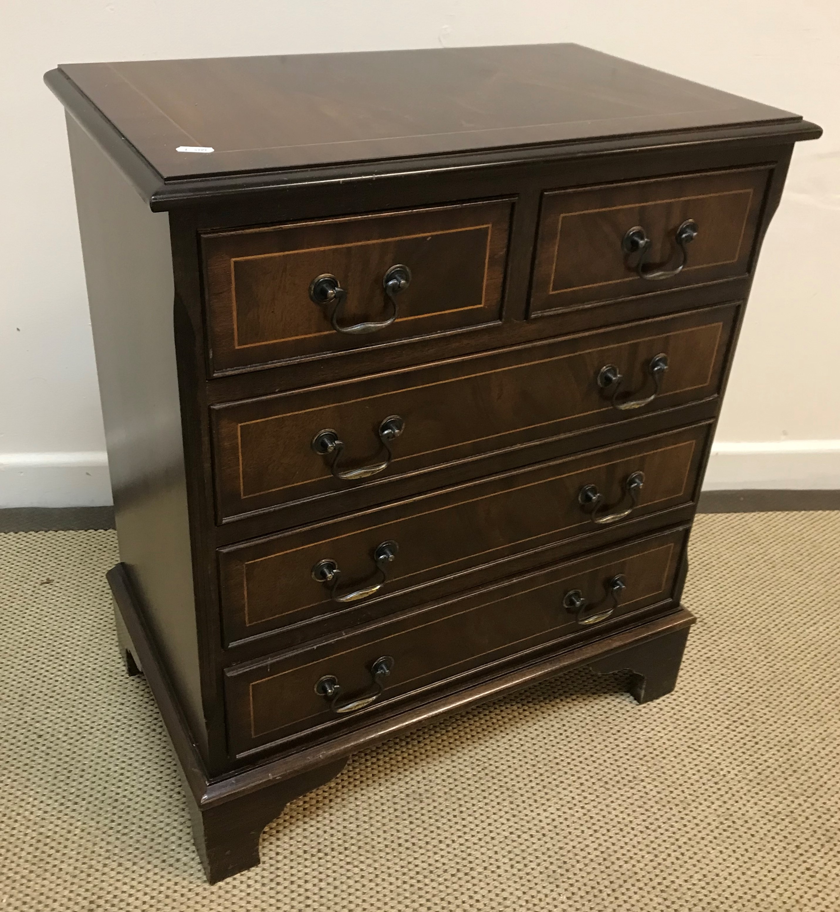 A modern mahogany and inlaid miniature chest of two short over three long graduated drawers, 60. - Image 7 of 7