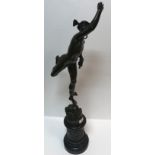 AFTER GIAMBOLOGNA "Mercury upon the breath of Jupiter" a patinated bronze study raised on a cast