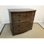 A 19th Century mahogany bow fronted chest of two short over three long graduated drawers on bracket