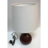 An Axel Salto for Copenhagen oxblood glazed stoneware table lamp of gourd form, No'd.