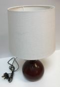 An Axel Salto for Copenhagen oxblood glazed stoneware table lamp of gourd form, No'd.