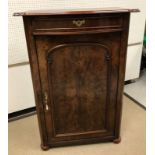 A 19th Century French burr walnut veneered side cabinet with single serpentine fronted drawer over