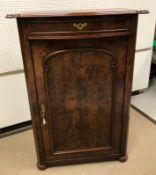 A 19th Century French burr walnut veneered side cabinet with single serpentine fronted drawer over
