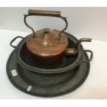 A Victorian copper kettle,