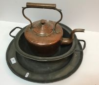 A Victorian copper kettle,