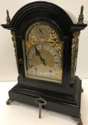 A 19th Century German ebonised cased mantel clock,