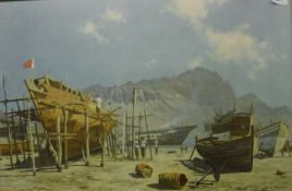 AFTER DAVID SHEPHERD "Slave Island, Aden", colour print, 50 cm x 75 cm,