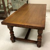 An oak draw leaf dining table in the 17th Century manner,