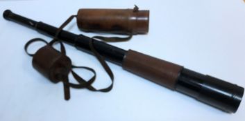 A leather cased four draw stalking telescope by Voigtlander & Sohn of Braunschweig (as sold by