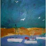 EMILY POWELL "Salcombe boats", oil on canvas, bears gallery label and inscribed verso,