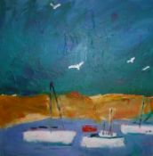 EMILY POWELL "Salcombe boats", oil on canvas, bears gallery label and inscribed verso,